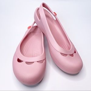 Crocs Pink Slip On Mary Jane Flats With Flower